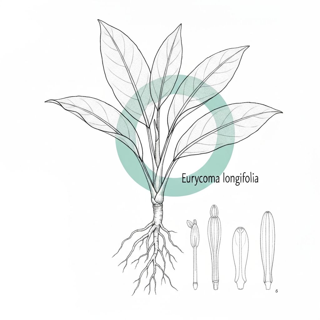 Botanical illustration of Eurycoma longifolia