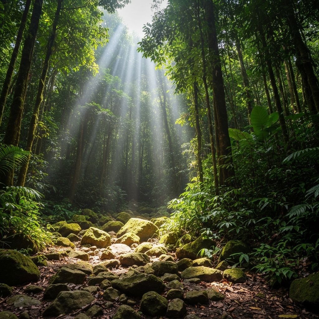 Lush Indonesian rainforest habitat